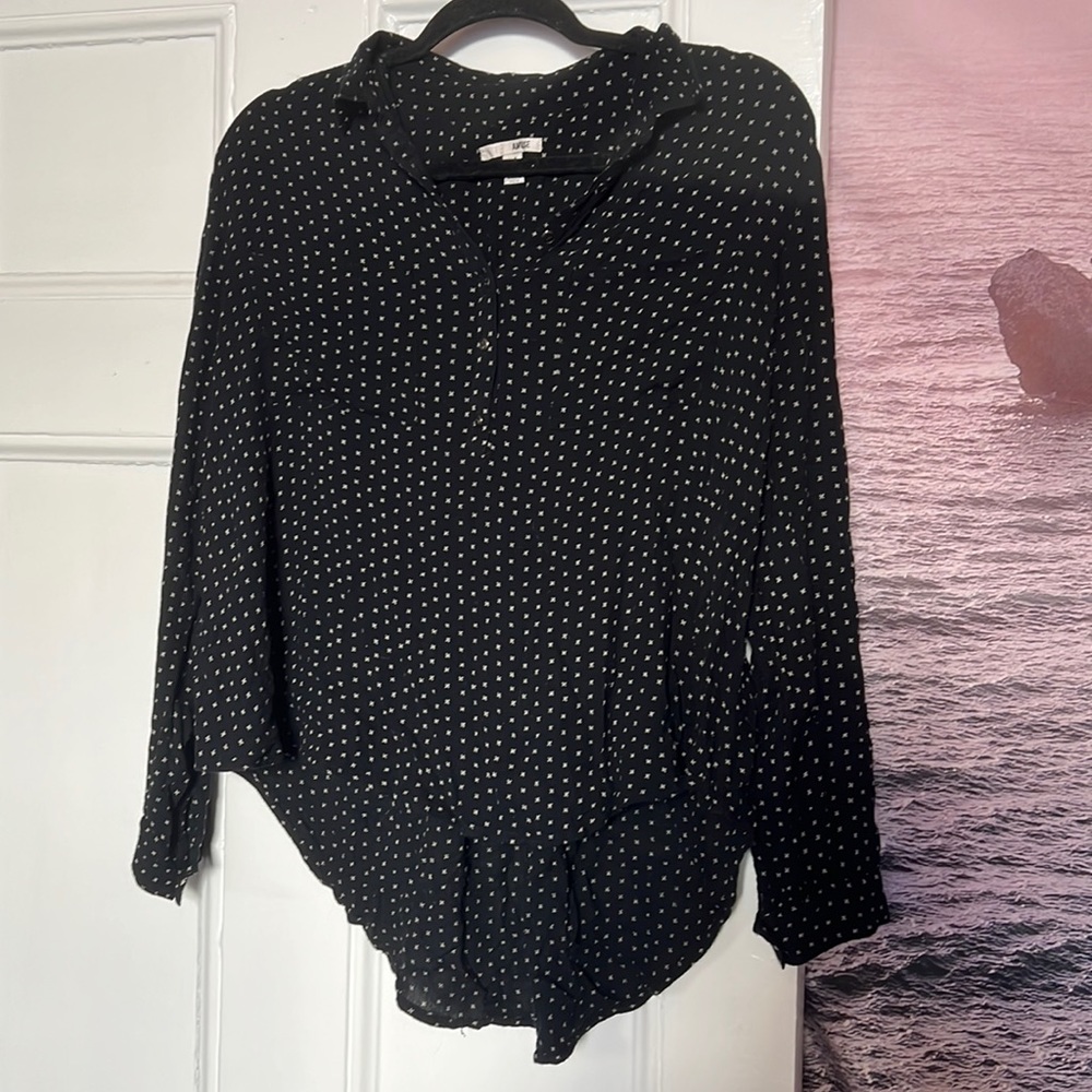 Black flowy button down collared shirt